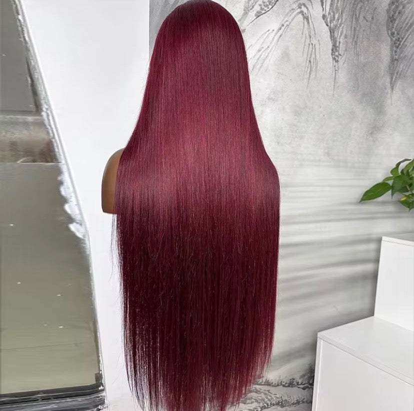 Raw Indian Burgundy Human Hair Wig